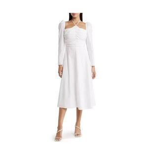 ASTR The Label‎ Women’s White Long Sleeve Tie Neck Dress | Size XS